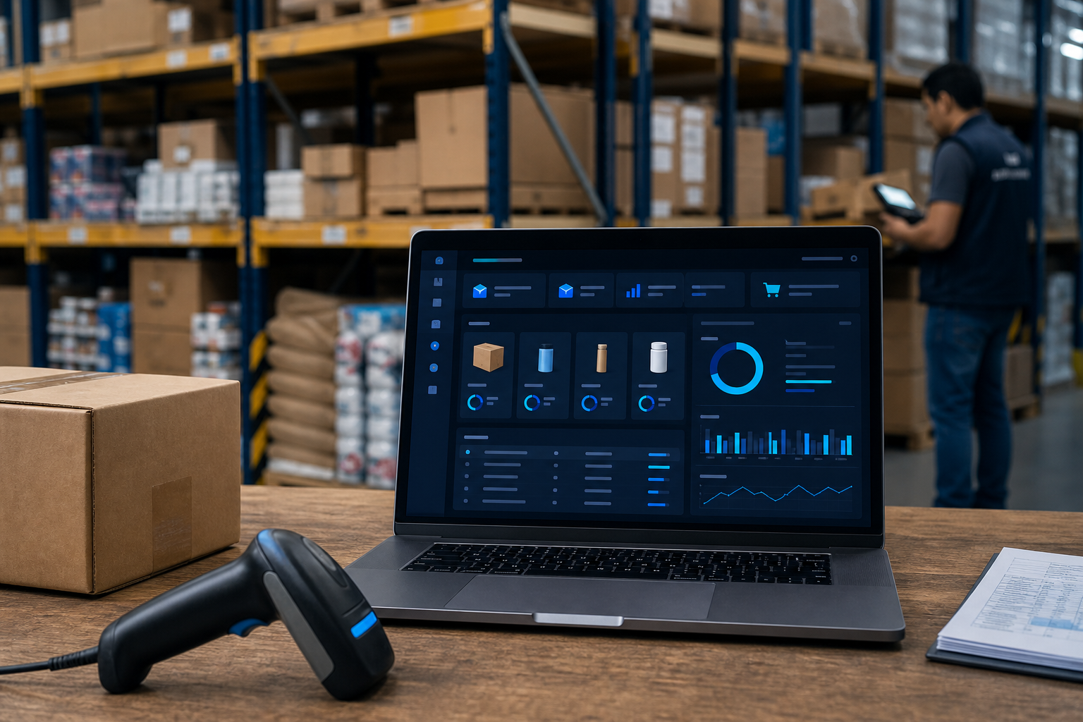 Plataforma de inventario utilizada en una bodega empresarial