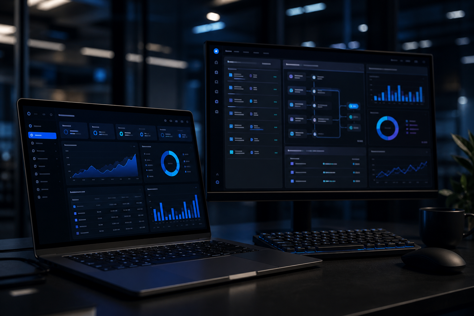 Panel de software empresarial personalizado con módulos operativos y administrativos